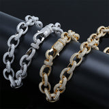 Oval Twisted Big Button Necklace  Zircon
