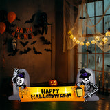 9.6FT Large Halloween Inflatable Decorations Skeleton Tombstone Banner,