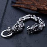 Stainless Steel Gemstone-inlaid Dragon Bracelet Titanium