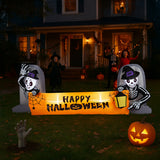 9.6FT Large Halloween Inflatable Decorations Skeleton Tombstone Banner,