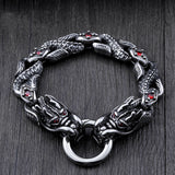 Stainless Steel Gemstone-inlaid Dragon Bracelet Titanium