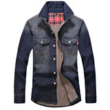 Polocho-Denim Shirt Men Cotton Jeans Shirt