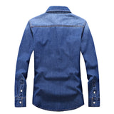 Polocho-Denim Shirt Men Cotton Jeans Shirt