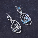 Natural Blue Topaz Earrings 925 Sterling Silver Handmade