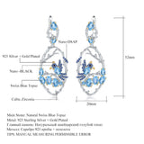 Natural Blue Topaz Earrings 925 Sterling Silver Handmade