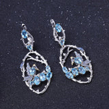 Natural Blue Topaz Earrings 925 Sterling Silver Handmade