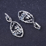 Natural Blue Topaz Earrings 925 Sterling Silver Handmade