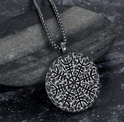 Titanium Steel Men's Retro Viking Myth Pendant Metal Necklace