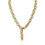 Oval Twisted Big Button Necklace  Zircon