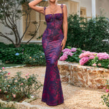Halter Maxi Bodycon Mermaid Dress With Multiple Patterns