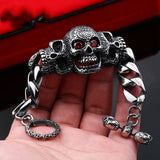 Titanium Steel Inlaid Gemstone Domineering Men's Gabala Skull Bracelet