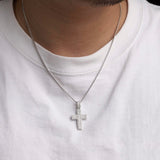 Princess Square Mosaic Cross Pendant S925 Silver Plated Necklace