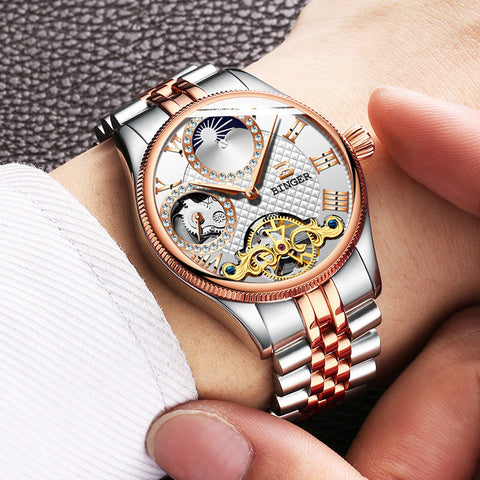 Mechanical Skeleton Waterproof Stainless Steel Watch