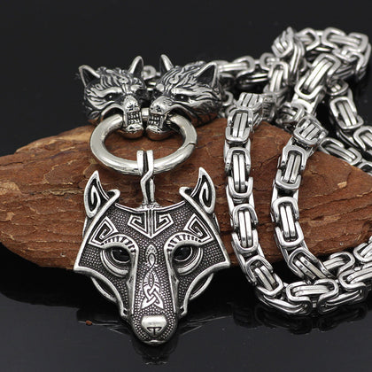 Titanium Steel Pendant Wolf Head Necklace