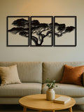 Set Of 3 Black Metal Tree Of Life Wall Art