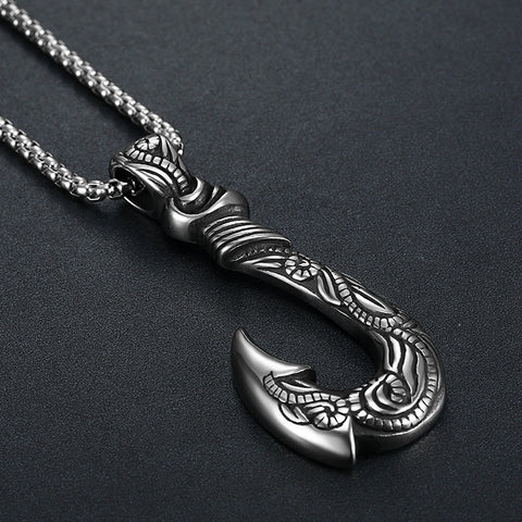 Fish Hook Titanium Steel Pendant