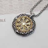 Titanium Steel Pendant Gold Compass Necklace