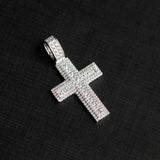 Princess Square Mosaic Cross Pendant S925 Silver Plated Necklace