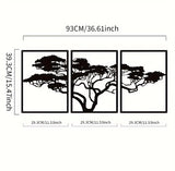 Set Of 3 Black Metal Tree Of Life Wall Art
