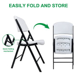Black & White Folding Chair - Iron Frame & Plastic Seat