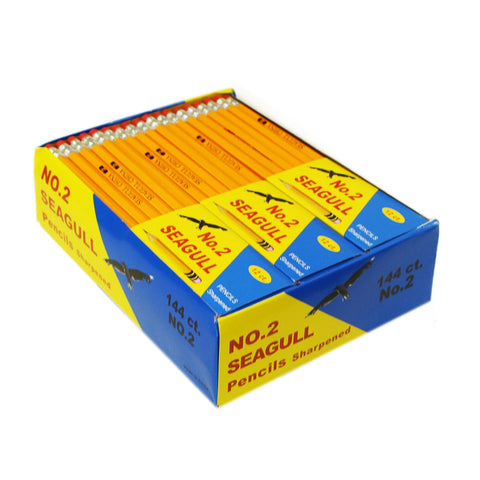 Seagull pre-sharpened No. 2 pencils in a box, 144 count, perfect for school and office use.