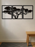 Set Of 3 Black Metal Tree Of Life Wall Art