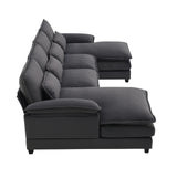 Modern U-shaped Sectional Sofa, 6-Seat With Waist Pillows