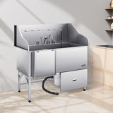61 Inch Dog Grooming Bath Tub Stainless Steel W Ramp Water Filter Left