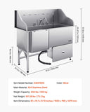 61 Inch Dog Grooming Bath Tub Stainless Steel W Ramp Water Filter Left