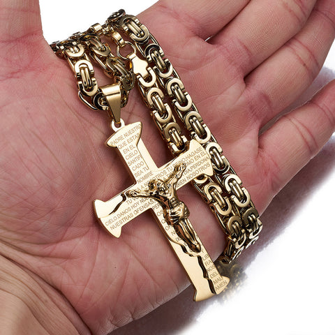 Titanium Steel Cross Pendant Men's Necklace