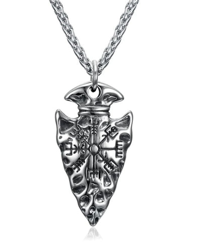 Nordic Spear Head Pendant With Helm Of Terror