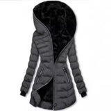 Hooded Warm Fleece Padded Jacket Mid-length