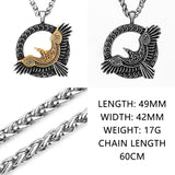 Nordic Viking Odin Crow Titanium Steel Pendant Retro Fashion Necklace