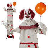 5.7ft Eye Red Light Vibration Clown Sound Voice Control, Standing Balloon Clown, Battery Model - Battery Not Included, Halloween Standing Decoration