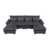 Modern U-shaped Sectional Sofa, 6-Seat With Waist Pillows