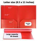 Plastic Folders with Pockets, 18 Color Heavy Duty Two Pocket Folder Business Card Holder for Office High School