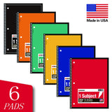 KAISA 70 Sheet 1-Subject Wirebound Notebook Spiral Notebooks, College Ruled 10.5x8 Spiral Notebooks For School Students Office, Pack of 6 Pads,S07001C