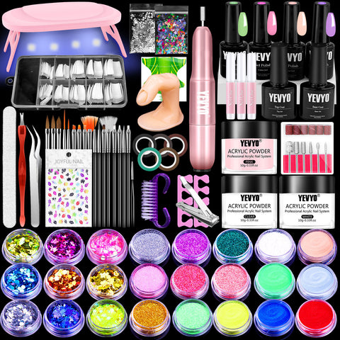 Acrylic Nail Kit With Drill, 4 Colors Gel Polish Beginners
