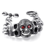 Titanium Steel Inlaid Gemstone Domineering Men's Gabala Skull Bracelet