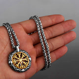 Titanium Steel Pendant Gold Compass Necklace