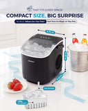 EUHOMY Countertop Ice Maker Machine with Handle, 26lbs in 24Hrs, 9 Ice Cubes Ready in 6 Mins, Auto-Cleaning Portable Ice Maker with Basket and Scoop, for Home/Kitchen/Camping/RV. (Black)