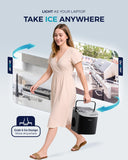 EUHOMY Countertop Ice Maker Machine with Handle, 26lbs in 24Hrs, 9 Ice Cubes Ready in 6 Mins, Auto-Cleaning Portable Ice Maker with Basket and Scoop, for Home/Kitchen/Camping/RV. (Black)