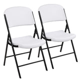 Black & White Folding Chair - Iron Frame & Plastic Seat