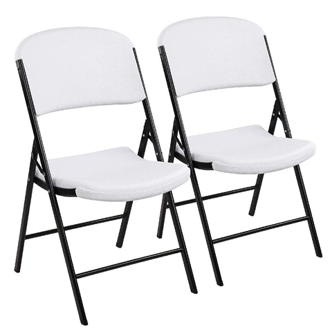 Black & White Folding Chair - Iron Frame & Plastic Seat