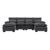 Modern U-shaped Sectional Sofa, 6-Seat With Waist Pillows