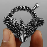 Nordic Viking Odin Crow Titanium Steel Pendant Retro Fashion Necklace