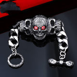 Titanium Steel Inlaid Gemstone Domineering Men's Gabala Skull Bracelet