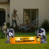 9.6FT Large Halloween Inflatable Decorations Skeleton Tombstone Banner,