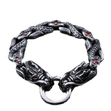 Stainless Steel Gemstone-inlaid Dragon Bracelet Titanium