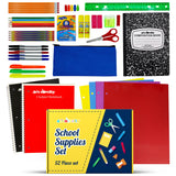 4E's Novelty 52 Pieces Schools Supplies Kit for K1-8 Back to School Supply Box with Essential Student Kits, School Supply Bundle Middle Elementary Schools Supplies Kit Grades 1 2 3 4 5 6 7 8
